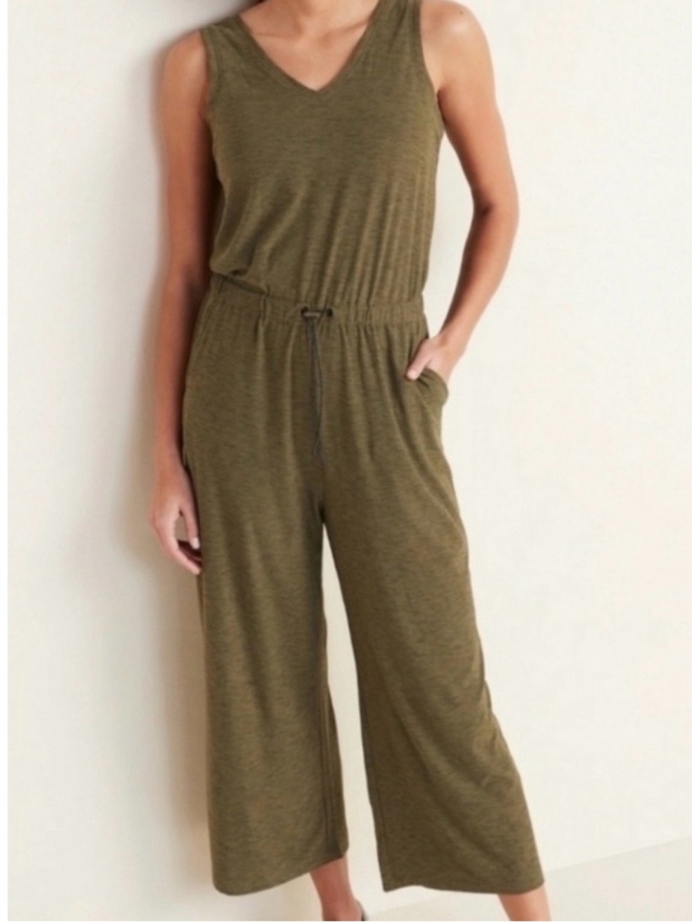 Old Navy Active Sleeveless Olive Green Drawstring Jumpsuit XXL